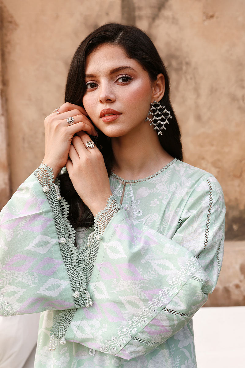 Cross Stitch Premium Embroidered Lawn Unstitched 3Pc Suit D-20 SAGE GREEN