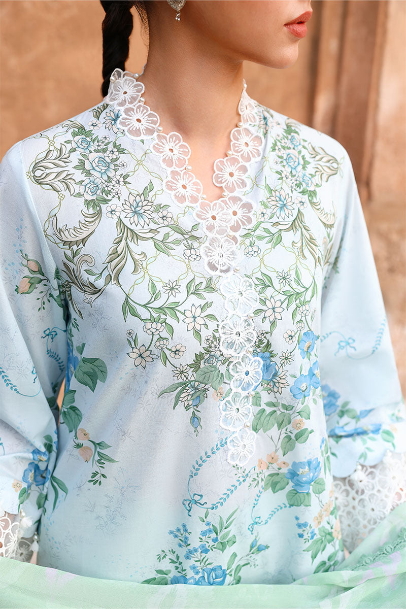 Cross Stitch Premium Embroidered Lawn Unstitched 3Pc Suit D-21 SEAFOAM TREASURE