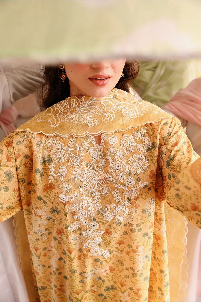 Cross Stitch Premium Embroidered Lawn Unstitched 3Pc Suit D-22 SUNLIT HUE