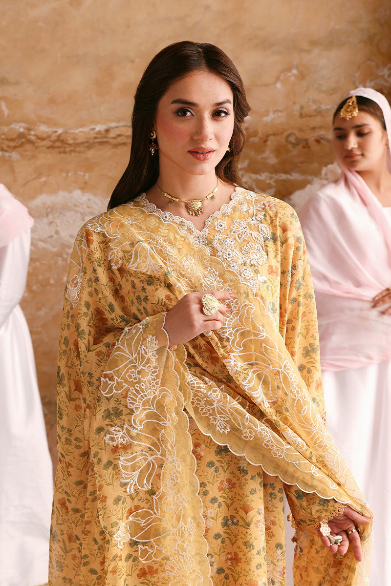 Cross Stitch Premium Embroidered Lawn Unstitched 3Pc Suit D-22 SUNLIT HUE