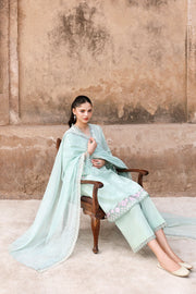 Cross Stitch Premium Embroidered Lawn Unstitched 3Pc Suit D-25 MISTY MINT