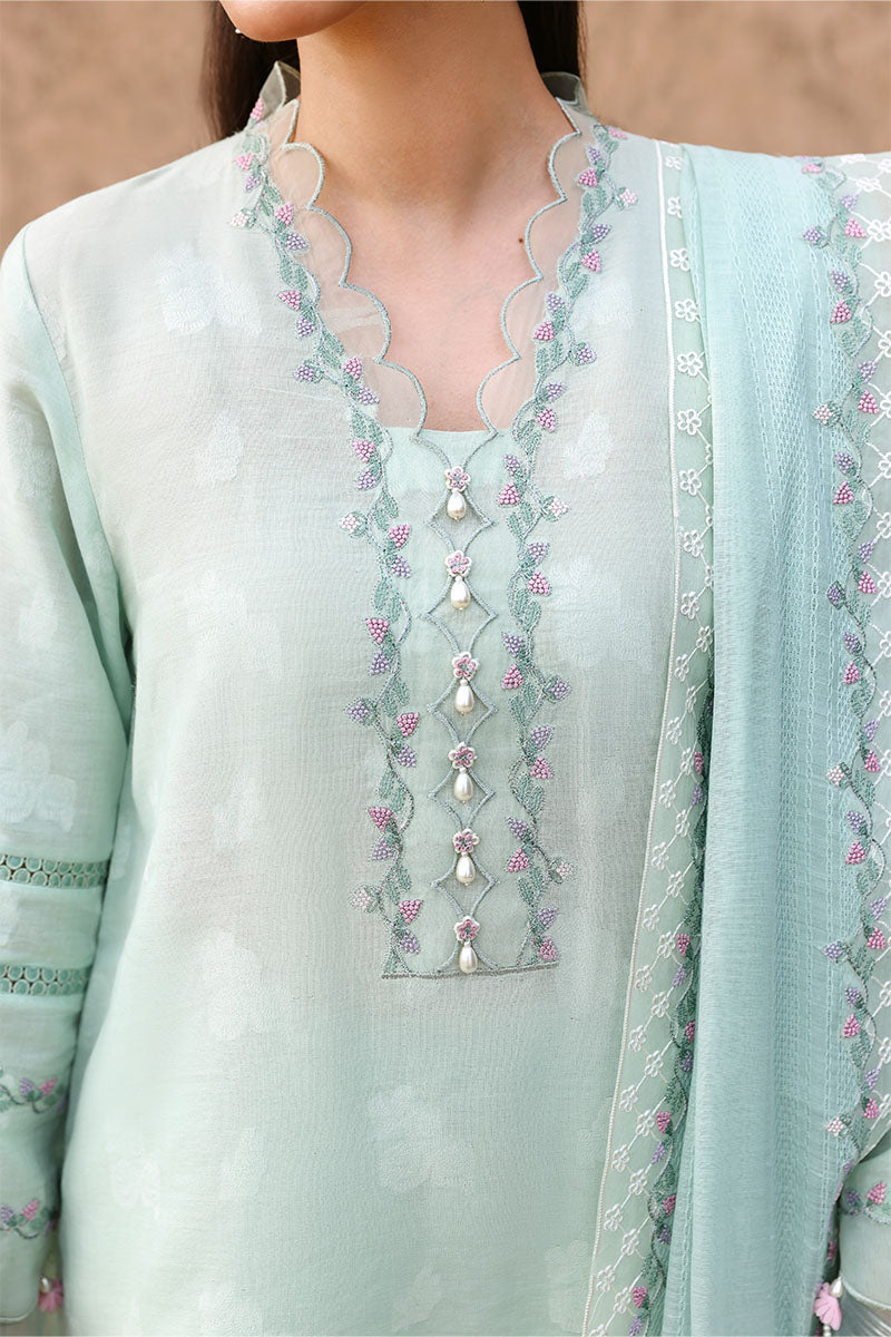 Cross Stitch Premium Embroidered Lawn Unstitched 3Pc Suit D-25 MISTY MINT