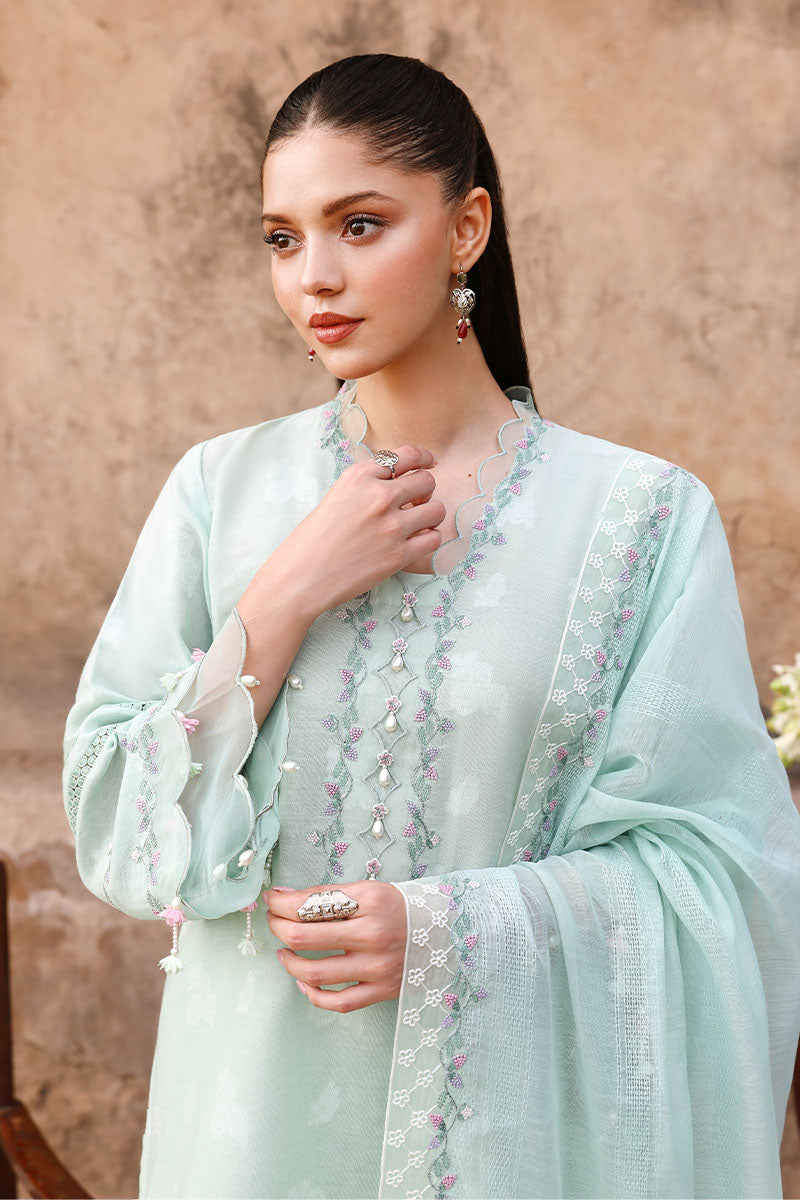 Cross Stitch Premium Embroidered Lawn Unstitched 3Pc Suit D-25 MISTY MINT