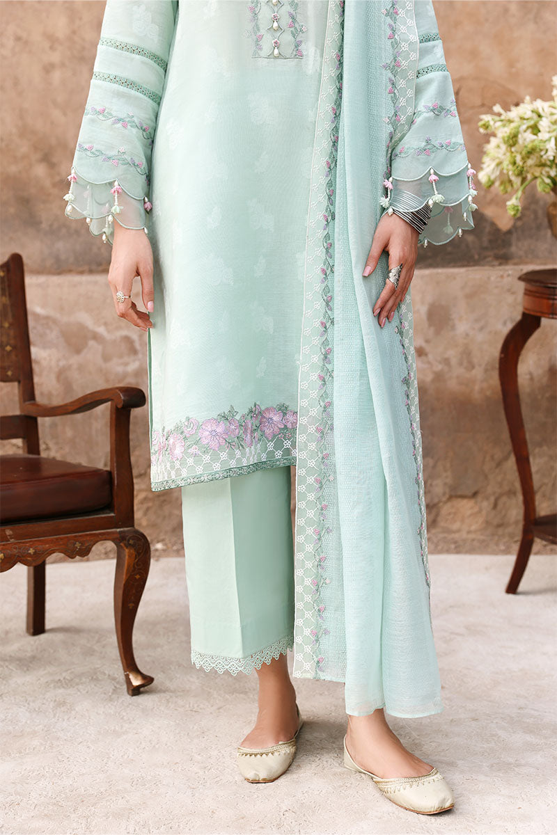 Cross Stitch Premium Embroidered Lawn Unstitched 3Pc Suit D-25 MISTY MINT