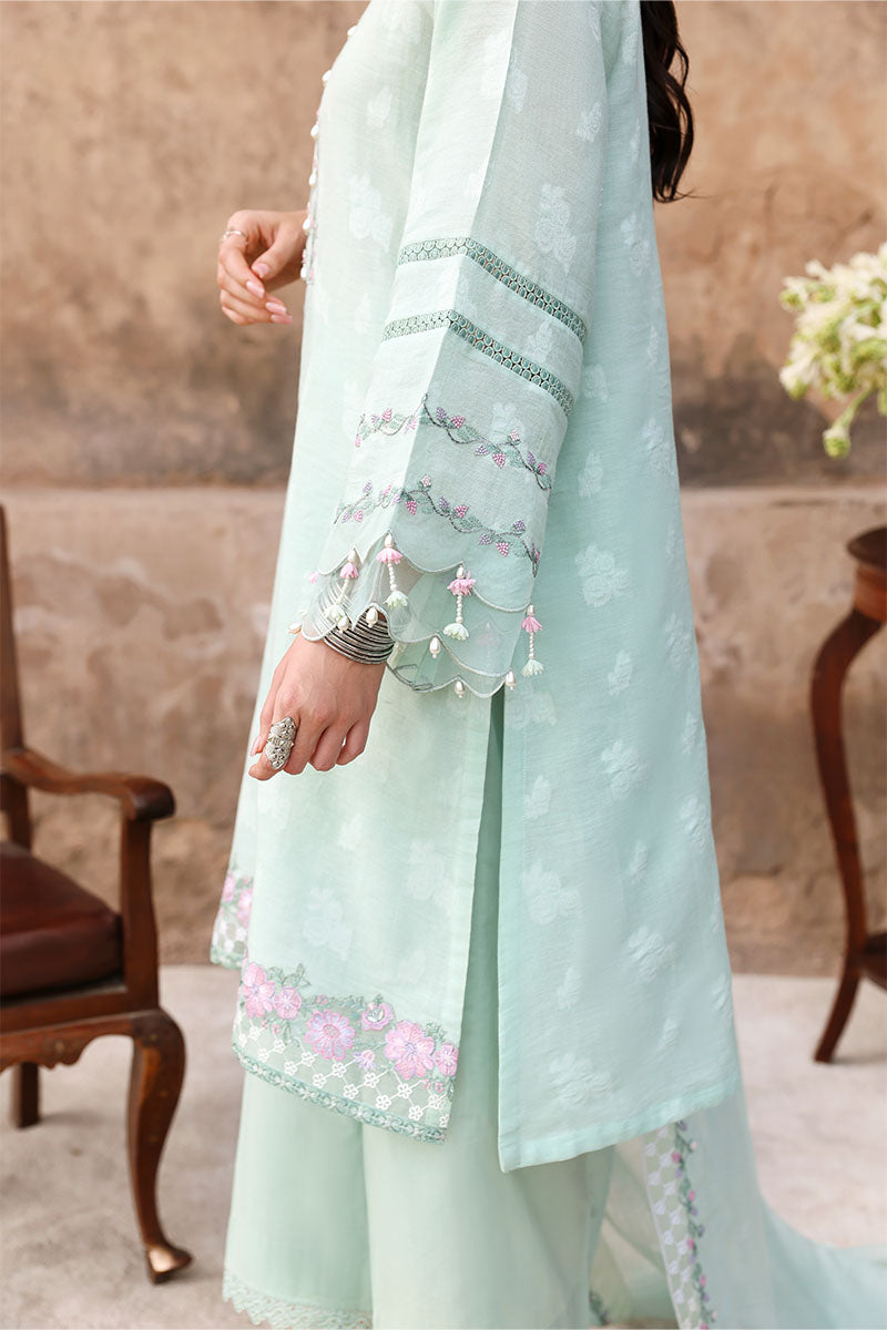 Cross Stitch Premium Embroidered Lawn Unstitched 3Pc Suit D-25 MISTY MINT