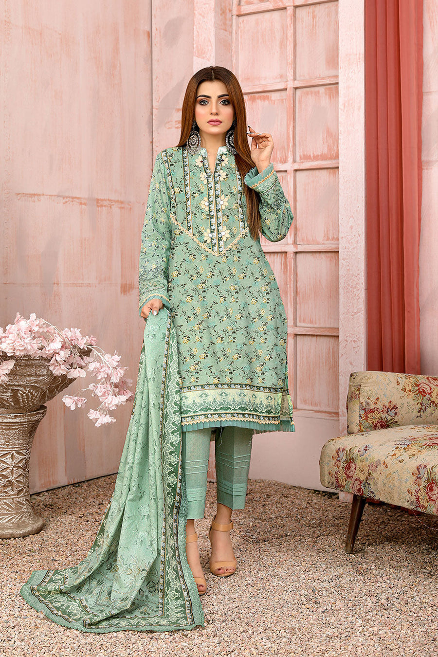 Safwa Mother Embroidered Lawn Unstitched 3 Piece Suit MEK-01