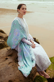 Cross Stitch Embroidered Satin Unstitched 3Pc Suit - LAVENDER DUST