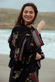 Cross Stitch Embroidered Satin Unstitched 3Pc Suit -  RAVEN ORCHARD