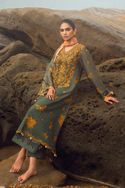 Cross Stitch Embroidered Satin Unstitched 3Pc Suit - SMOKEY FLAIR