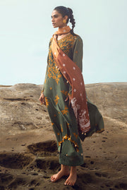 Cross Stitch Embroidered Satin Unstitched 3Pc Suit - SMOKEY FLAIR