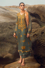 Cross Stitch Embroidered Satin Unstitched 3Pc Suit - SMOKEY FLAIR