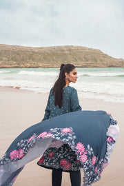 Cross Stitch Embroidered Satin Unstitched 3Pc Suit - AZURE TALE