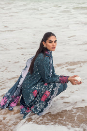 Cross Stitch Embroidered Satin Unstitched 3Pc Suit - AZURE TALE