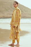 Cross Stitch Embroidered Satin Unstitched 3Pc Suit - BLOOMING GOLD