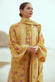 Cross Stitch Embroidered Satin Unstitched 3Pc Suit - BLOOMING GOLD