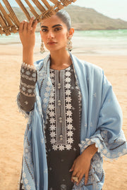 Cross Stitch Embroidered Satin Unstitched 3Pc Suit - CERULEAN SERE