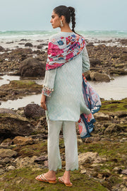 Cross Stitch Embroidered Satin Unstitched 3Pc Suit - GARDENIA GLEAM
