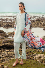 Cross Stitch Embroidered Satin Unstitched 3Pc Suit - GARDENIA GLEAM