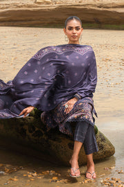 Cross Stitch Embroidered Satin Unstitched 3Pc Suit - PASHMINA BLEND