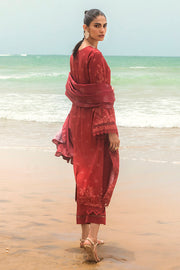 Cross Stitch Embroidered Satin Unstitched 3Pc Suit - ROISIN GARNET