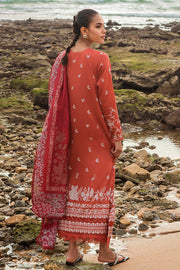 Cross Stitch Embroidered Satin Unstitched 3Pc Suit - SAND STONE