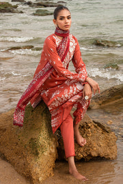 Cross Stitch Embroidered Satin Unstitched 3Pc Suit - SAND STONE