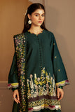 Cross Stitch Embroidered Khaddar Unstitched 3Pc Suit - Emerald Forest