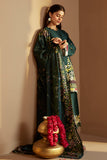 Cross Stitch Embroidered Khaddar Unstitched 3Pc Suit - Emerald Forest