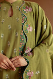 Cross Stitch Embroidered Khaddar Unstitched 3Pc Suit - Green Oasis