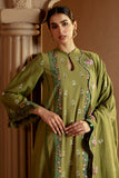 Cross Stitch Embroidered Khaddar Unstitched 3Pc Suit - Green Oasis