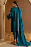 Cross Stitch Embroidered Khaddar Unstitched 3Pc Suit - Turquoise Meadow