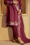 Cross Stitch Embroidered Khaddar Unstitched 3Pc Suit - Plum Radiance