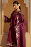 Cross Stitch Embroidered Khaddar Unstitched 3Pc Suit - Plum Radiance