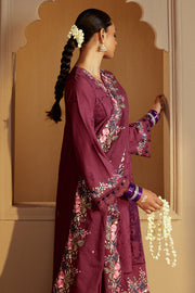 Cross Stitch Embroidered Khaddar Unstitched 3Pc Suit - Plum Radiance