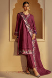 Cross Stitch Embroidered Khaddar Unstitched 3Pc Suit - Plum Radiance