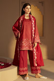 Cross Stitch Embroidered Khaddar Unstitched 3Pc Suit - Garnet Rime