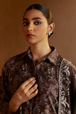 Cross Stitch Embroidered Khaddar Unstitched 3Pc Suit - Nutmeg Noir