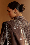 Cross Stitch Embroidered Khaddar Unstitched 3Pc Suit - Nutmeg Noir