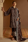 Cross Stitch Embroidered Khaddar Unstitched 3Pc Suit - Nutmeg Noir