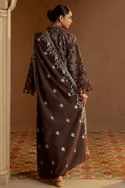 Cross Stitch Embroidered Khaddar Unstitched 3Pc Suit - Nutmeg Noir