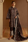 Cross Stitch Embroidered Khaddar Unstitched 3Pc Suit - Nutmeg Noir