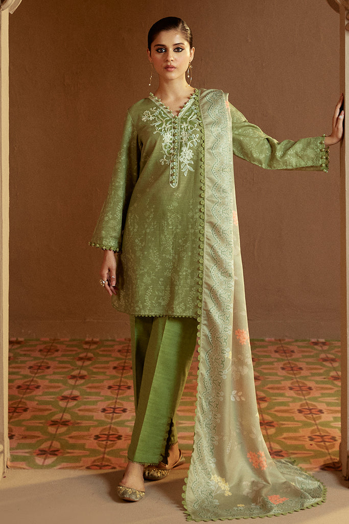 Cross Stitch Embroidered Khaddar Unstitched 3Pc Suit - Winter Tale