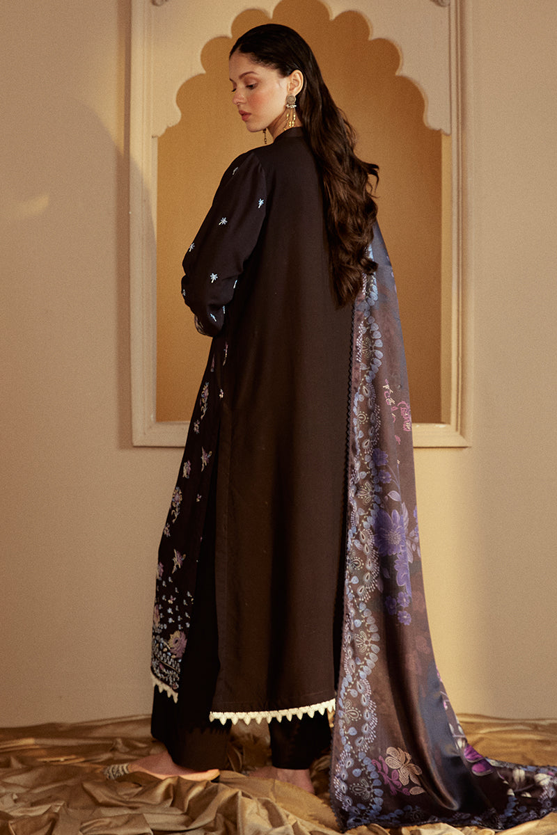 Cross Stitch Embroidered Linen Unstitched 3Pc Suit - Shadow Grace