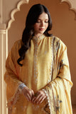 Cross Stitch Embroidered Linen Unstitched 3Pc Suit - Ochre Tint