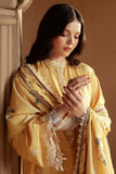 Cross Stitch Embroidered Linen Unstitched 3Pc Suit - Ochre Tint