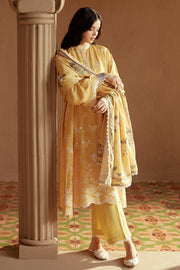 Cross Stitch Embroidered Linen Unstitched 3Pc Suit - Ochre Tint