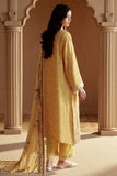 Cross Stitch Embroidered Linen Unstitched 3Pc Suit - Ochre Tint