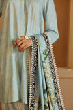 Cross Stitch Embroidered Linen Unstitched 3Pc Suit - Azure Wisteria