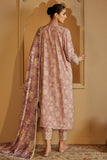 Cross Stitch Embroidered Linen Unstitched 3Pc Suit - Dusky Purple