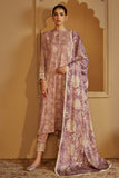 Cross Stitch Embroidered Linen Unstitched 3Pc Suit - Dusky Purple